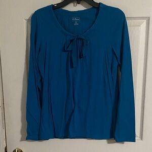 L.L. Bean Women's Royal Blue Long Sleeve Cotton Tee Top M Medium classic ll bean